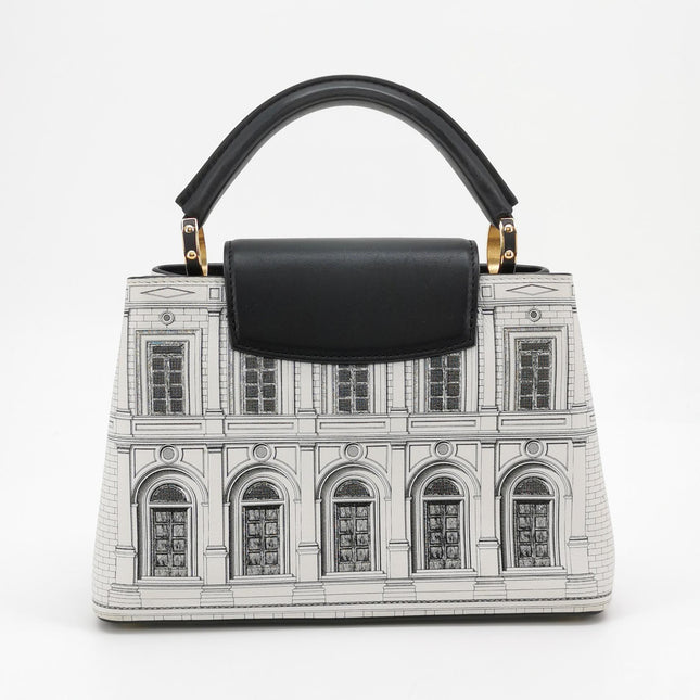 Louis Vuitton x Fornasetti Architectural Calfskin Capucines BB Black and White