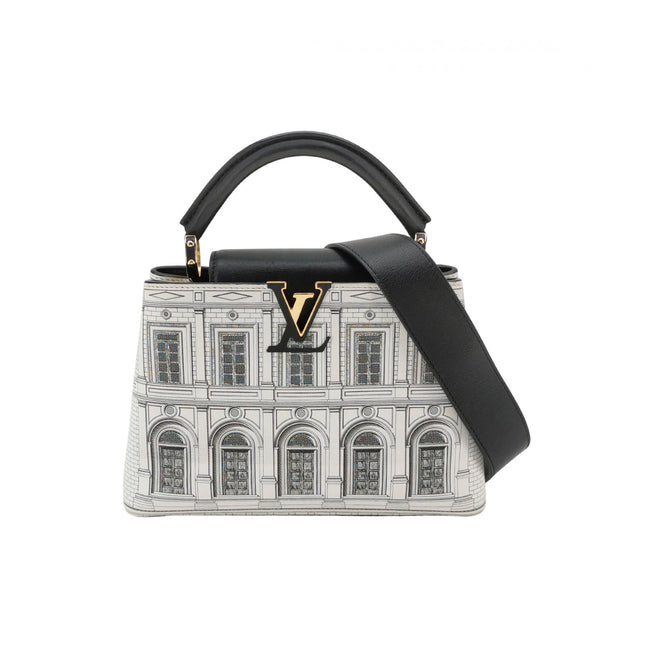 Louis Vuitton x Fornasetti Architectural Calfskin Capucines BB Black and White-Luxbags