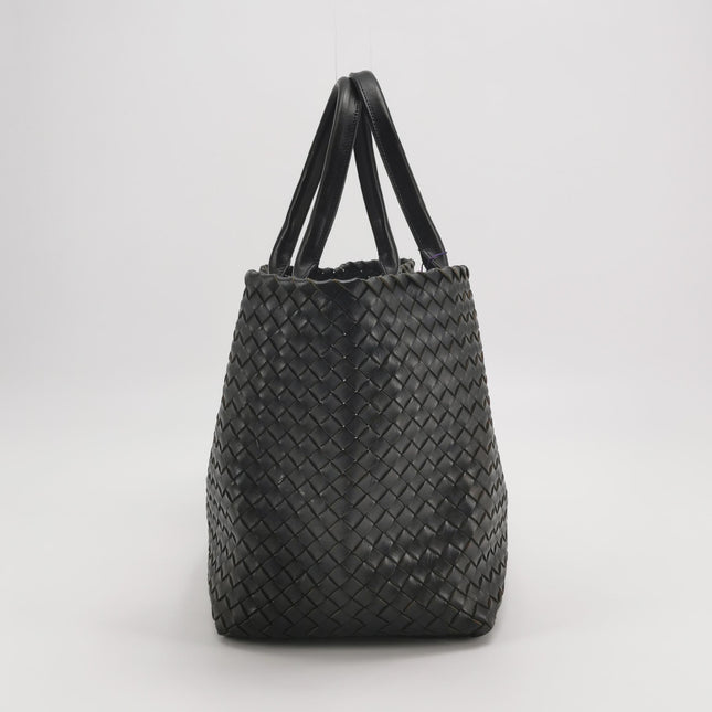 Bottega Veneta Cabat Large Intreccio Leather Tote Bag Black 40cm