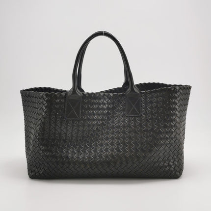 Bottega Veneta Cabat Large Intreccio Leather Tote Bag Black 40cm