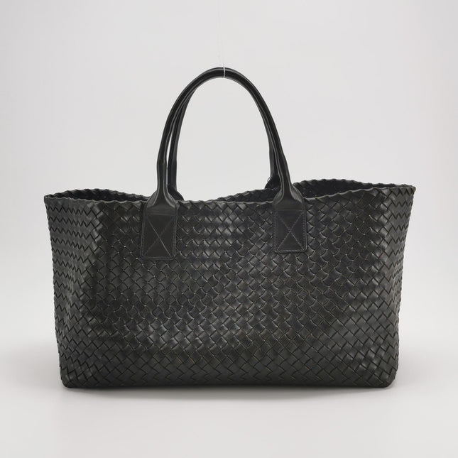 Bottega Veneta Cabat Large Intreccio Leather Tote Bag Black 40cm