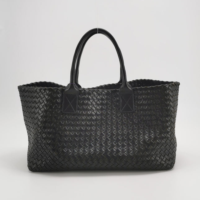 Bottega Veneta Cabat Large Intreccio Leather Tote Bag Black 40cm