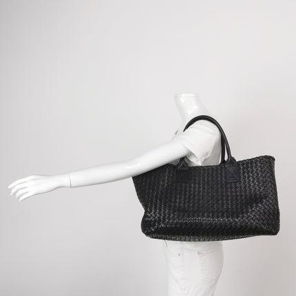 Bottega Veneta Cabat Large Intreccio Leather Tote Bag Black 40cm