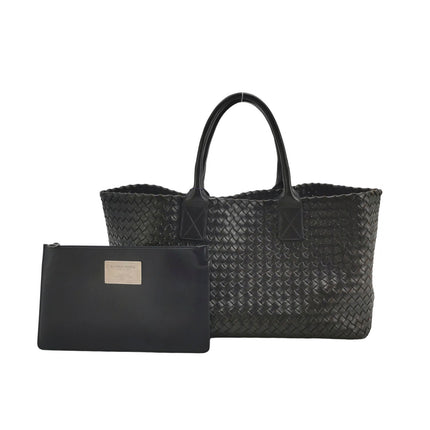 Bottega Veneta Cabat Large Intreccio Leather Tote Bag Black 40cm-Luxbags