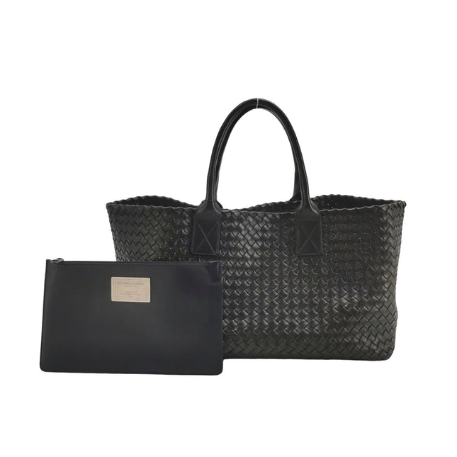 Bottega Veneta Cabat Large Intreccio Leather Tote Bag Black 40cm-Luxbags