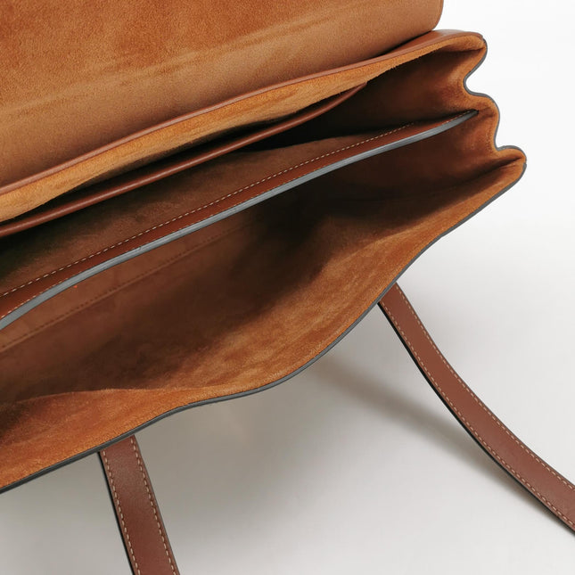 Celine Soft 16 Bag Medium Caramel Natural Tan Smooth Satin Calfskin Leather