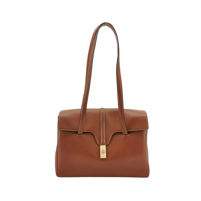 Celine Soft 16 Bag Medium Caramel Natural Tan Smooth Satin Calfskin Leather