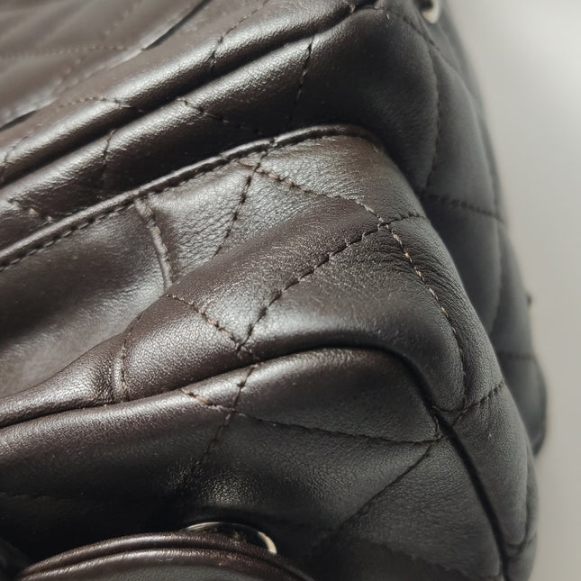 Chanel Cambon Multi-pocket Ligne Reporter Bag Medium Dark Brown Calfskin Leather