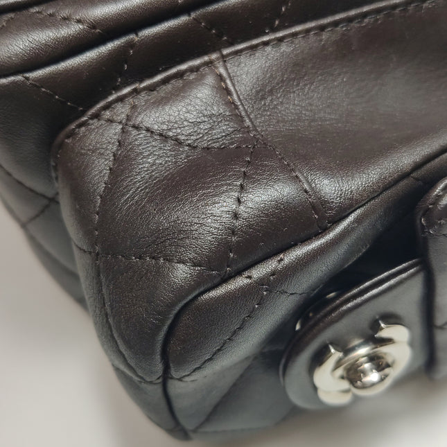 Chanel Cambon Multi-pocket Ligne Reporter Bag Medium Dark Brown Calfskin Leather