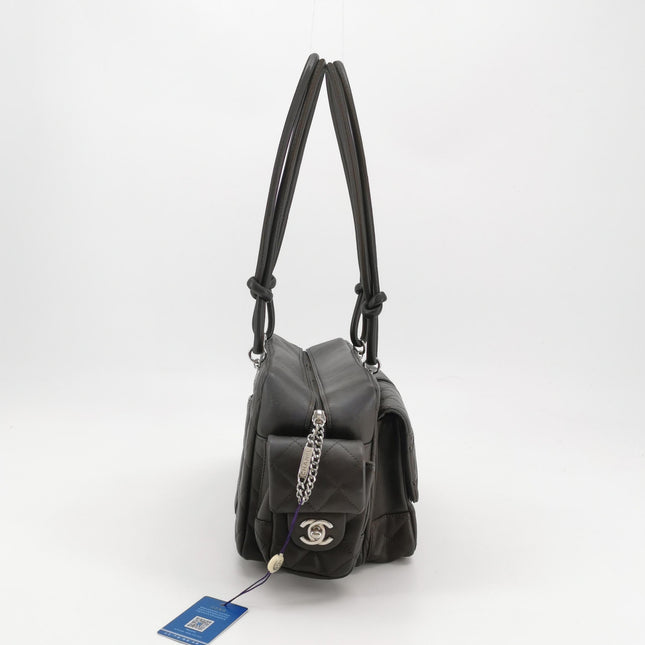 Chanel Cambon Multi-pocket Ligne Reporter Bag Medium Dark Brown Calfskin Leather