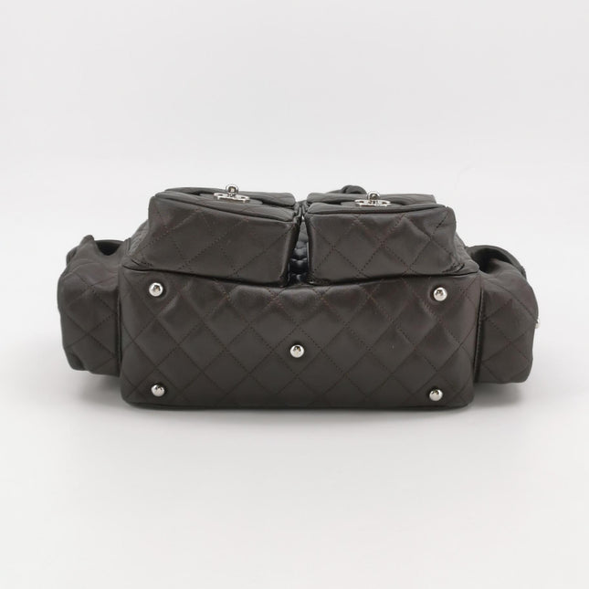 Chanel Cambon Multi-pocket Ligne Reporter Bag Medium Dark Brown Calfskin Leather