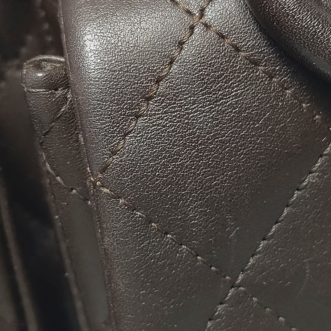Chanel Cambon Multi-pocket Ligne Reporter Bag Medium Dark Brown Calfskin Leather