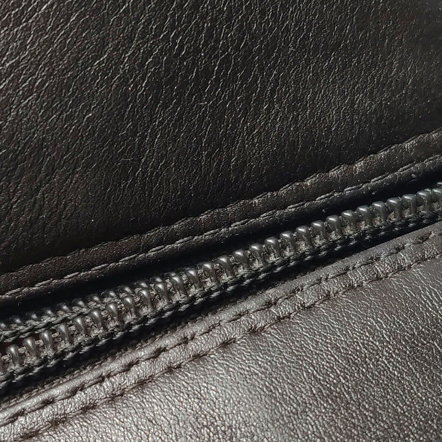 Chanel Cambon Multi-pocket Ligne Reporter Bag Medium Dark Brown Calfskin Leather