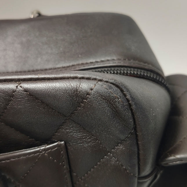 Chanel Cambon Multi-pocket Ligne Reporter Bag Medium Dark Brown Calfskin Leather