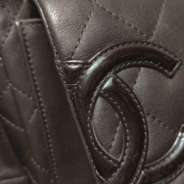 Chanel Cambon Multi-pocket Ligne Reporter Bag Medium Dark Brown Calfskin Leather