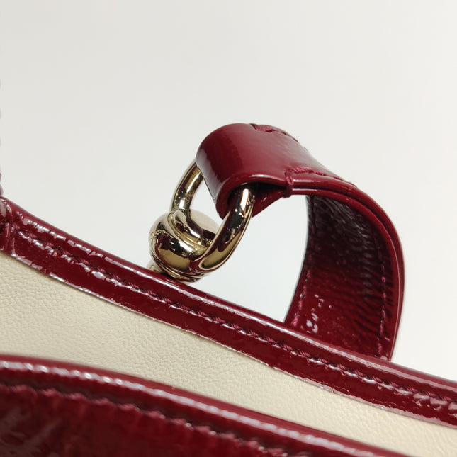Gucci Jackie 1961 Mini Notte Burgundy Ancora Red Patent Leather Gold Chain Strap Crossbody Bag