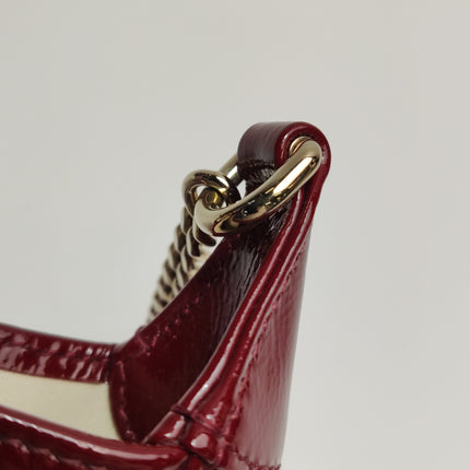 Gucci Jackie 1961 Mini Notte Burgundy Ancora Red Patent Leather Gold Chain Strap Crossbody Bag
