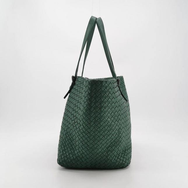 Bottega Veneta Cesta Shopper Tote Nappa Intrecciato Leather Dark Green Medium 40cm
