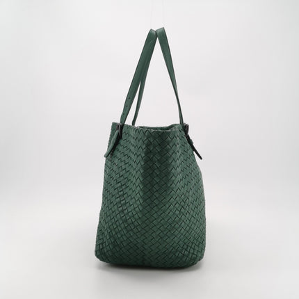 Bottega Veneta Cesta Shopper Tote Nappa Intrecciato Leather Dark Green Medium 40cm