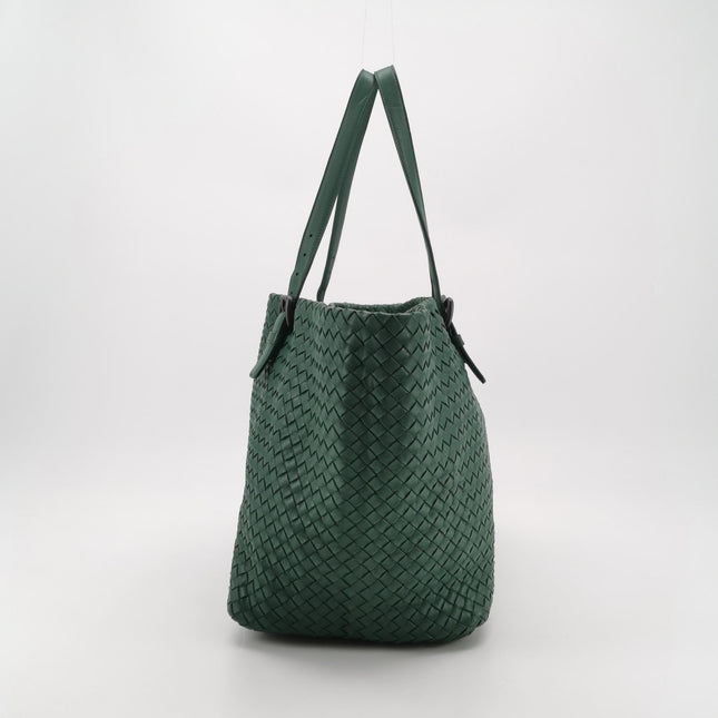 Bottega Veneta Cesta Shopper Tote Nappa Intrecciato Leather Dark Green Medium 40cm