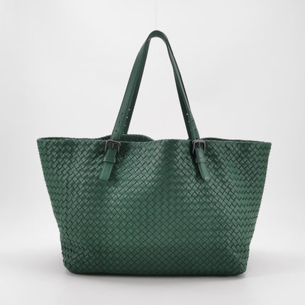 Bottega Veneta Cesta Shopper Tote Nappa Intrecciato Leather Dark Green Medium 40cm