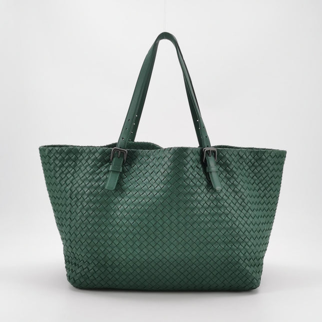 Bottega Veneta Cesta Shopper Tote Nappa Intrecciato Leather Dark Green Medium 40cm