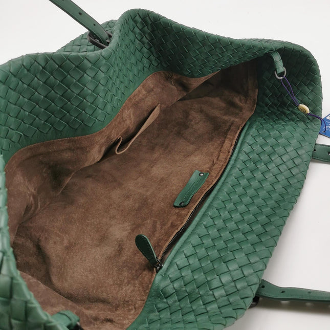 Bottega Veneta Cesta Shopper Tote Nappa Intrecciato Leather Dark Green Medium 40cm