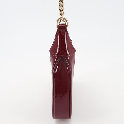 Gucci Jackie 1961 Mini Notte Burgundy Ancora Red Patent Leather Gold Chain Strap Crossbody Bag