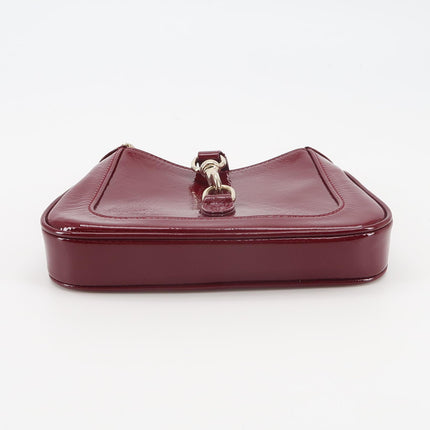 Gucci Jackie 1961 Mini Notte Burgundy Ancora Red Patent Leather Gold Chain Strap Crossbody Bag