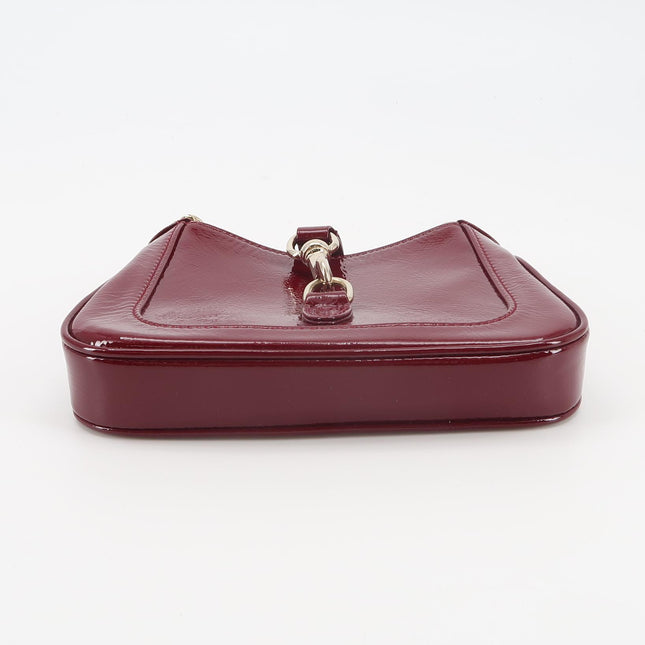 Gucci Jackie 1961 Mini Notte Burgundy Ancora Red Patent Leather Gold Chain Strap Crossbody Bag