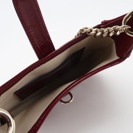 Gucci Jackie 1961 Mini Notte Burgundy Ancora Red Patent Leather Gold Chain Strap Crossbody Bag