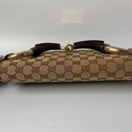 Sold Iconic 2003 Gucci Horsebit 1955 Cloth Black Monogram Shoulder bag