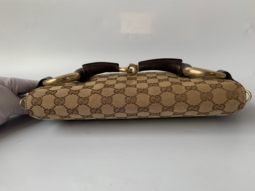 Sold Iconic 2003 Gucci Horsebit 1955 Cloth Black Monogram Shoulder bag