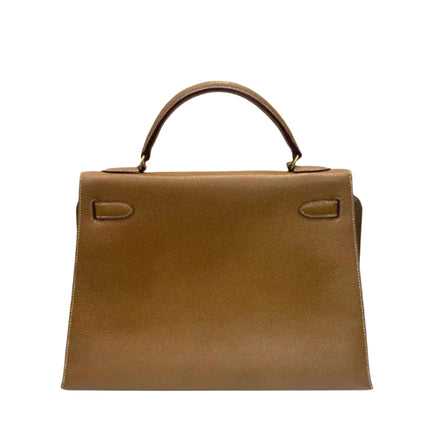 Hermes Kelly 32 Sellier Vintage Gold Epsom Leather Gold Hardware With Strap 1990