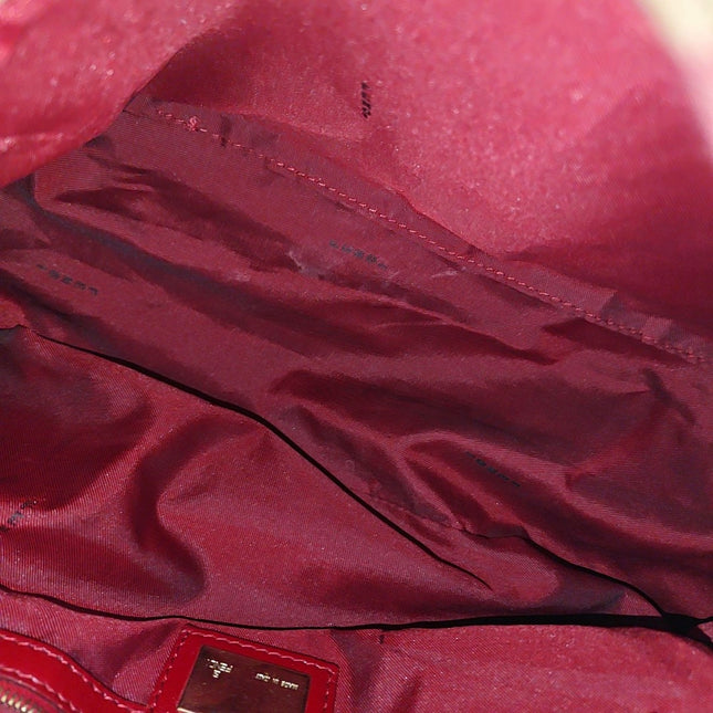 Fendi Mamma Baguette Red Classic Zucchino Monogram Shoulder Bag