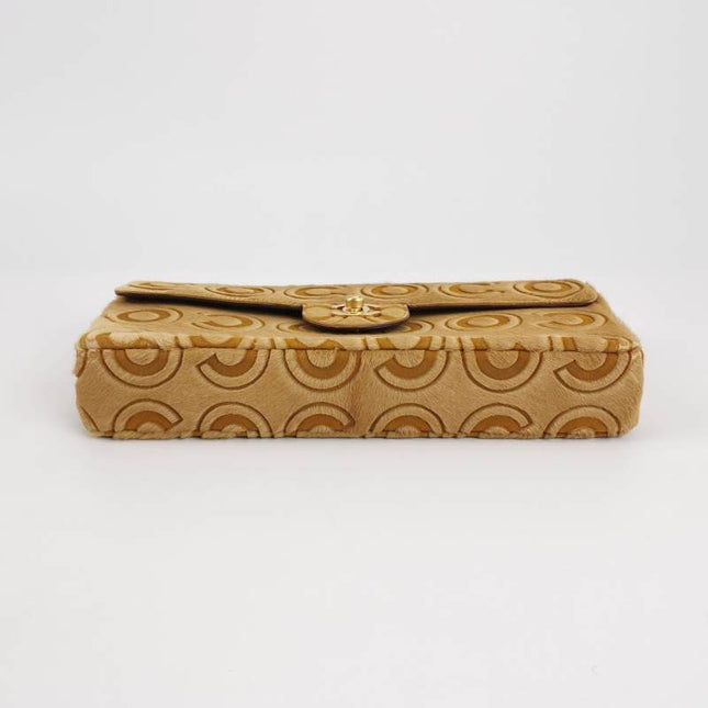Chanel East West Rare Tan Brown Pony-hair Calfskin Leather CC Logo