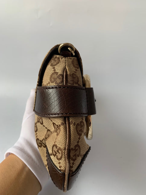 Sold Iconic 2003 Gucci Horsebit 1955 Cloth Black Monogram Shoulder bag