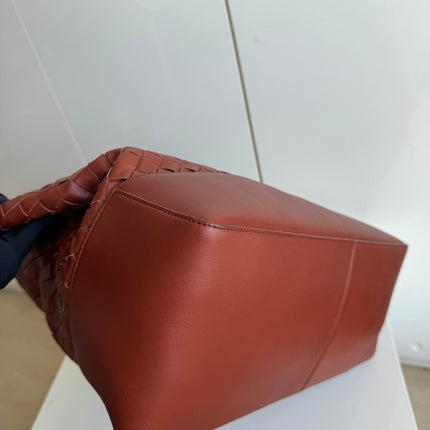 Bottega Veneta Cabat Large Intreccio Leather Tote Bag Burgundy Brick Red