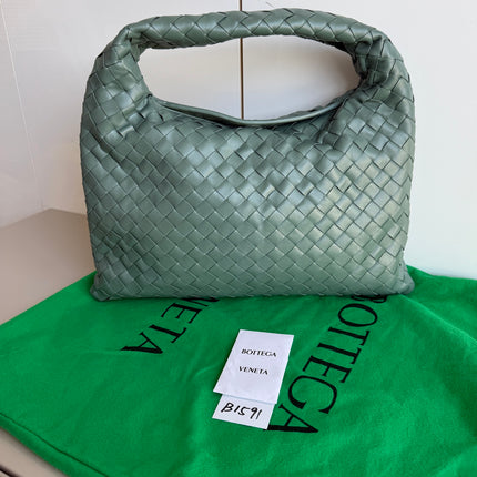 Bottega Veneta Hop Hobo Small Leather Aloe Vera Green-Luxbags