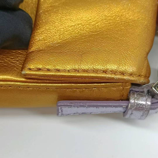 Fendi Baguette Mini Gold Nappa Leather with Beaded Strap