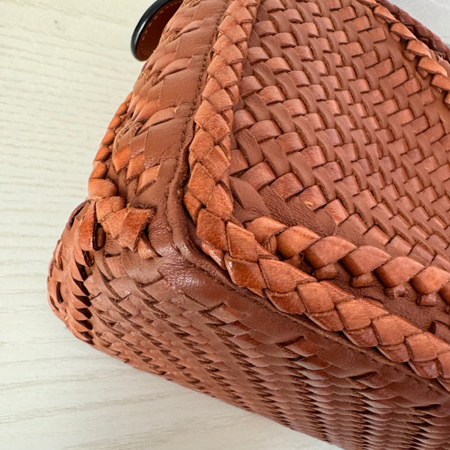 Sold Loewe Puzzle Small Leather Woven Caramel Tan Crossbody Bag
