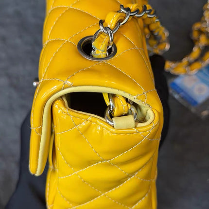 Chanel Classic Flap Rectangular Mini Yellow Patent Leather Silver Hardware, 2014-2015