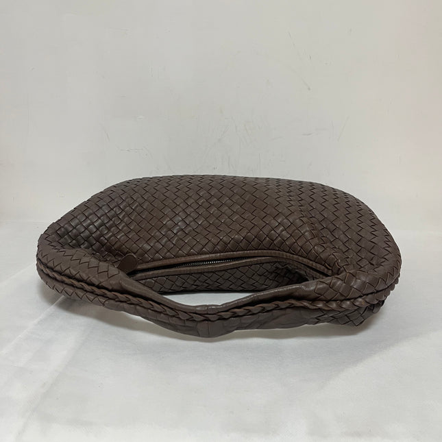 Bottega Veneta Veneta Hobo Intrecciato Chocolate Brown Medium Lambskin Leather 47cm