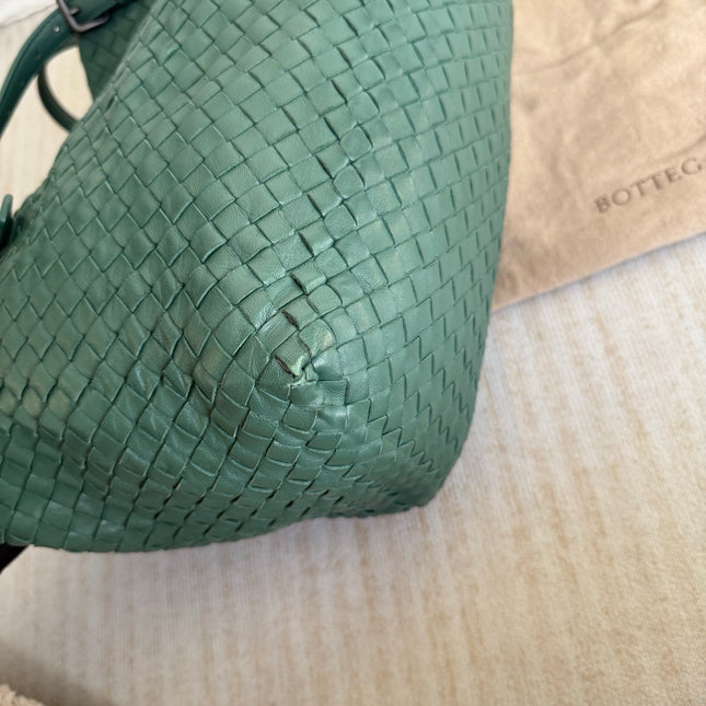 Bottega Veneta Cesta Shopper Tote Nappa Intrecciato Leather Dark Green Small