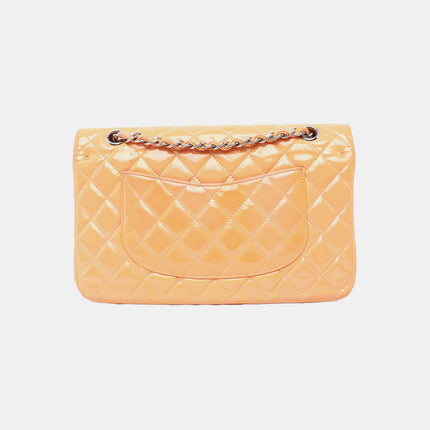Chanel Classic Flap Medium Pink Orange Patent Leather Silver HW, 2012-2013