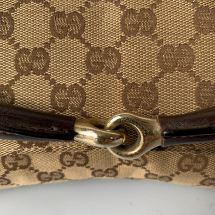 Sold Iconic 2003 Gucci Horsebit 1955 Cloth Black Monogram Shoulder bag