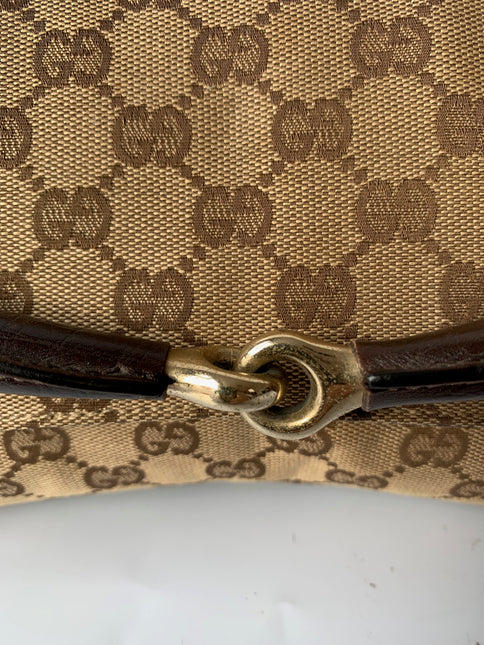 Sold Iconic 2003 Gucci Horsebit 1955 Cloth Black Monogram Shoulder bag