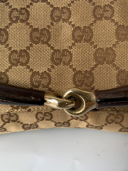 Iconic 2003 Gucci Horsebit 1955 Cloth Black Monogram Shoulder bag