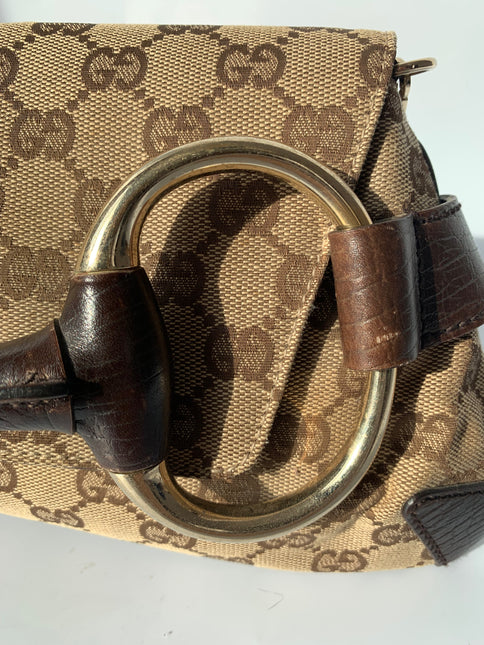 Sold Iconic 2003 Gucci Horsebit 1955 Cloth Black Monogram Shoulder bag