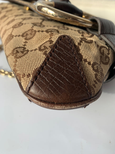 Sold Iconic 2003 Gucci Horsebit 1955 Cloth Black Monogram Shoulder bag